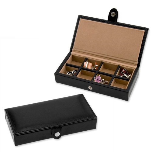 Cufflinks Box in Black Leather