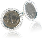 Sterling Silver Buffalo Nickel Cufflinks