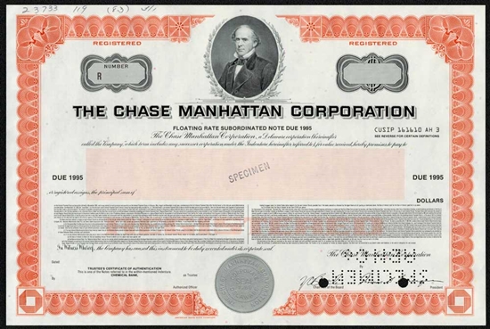 Chase Manhattan Bank Specimen Bond 1983
