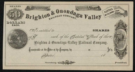 Brighton & Onondaga Valley Railroad Company - 1800s