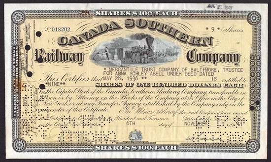 Canada Southern Railway Company  Stock Certificate