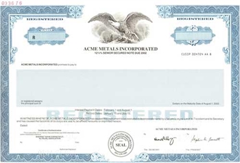 Acme Metals Specimen Stock Certificate