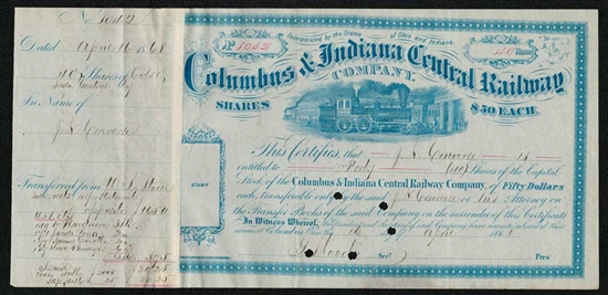 Columbus & Indiana Central Railway - 1868