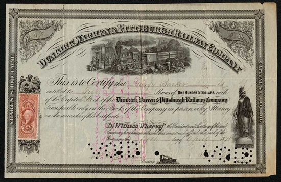 Dunkirk, Warren & Pittsburgh Railway Co - 1870s