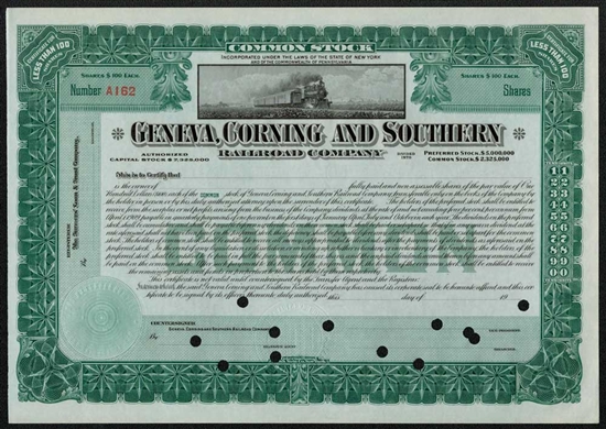 Geneva, Corning and Southern Railroad Company - Green