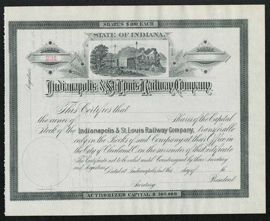 Indianapolis & St. Louis Railway Company - 1800s