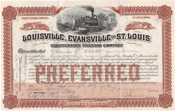 Louisville, Evansville and St Louis Consolidated Railroad - 1884