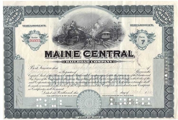 Maine Central Railroad Stock Certificate - 1912