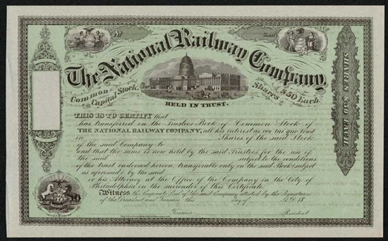The National Railway Company Stock Certificate