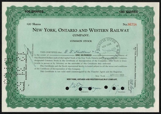 New York, Ontario and Western Railway - EF Hutton