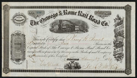 The Oswego & rome Rail Road Co - 1860s