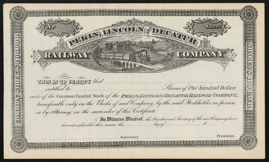 Perkin, Lincoln & Decatur Railway Co - 1800s