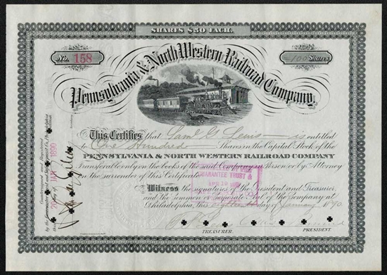 Pennsylvania & North Western Railroad Co - 1890s