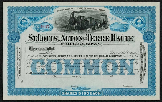 St Louis, Alton and Terre Haute Railroad Co - 1800s