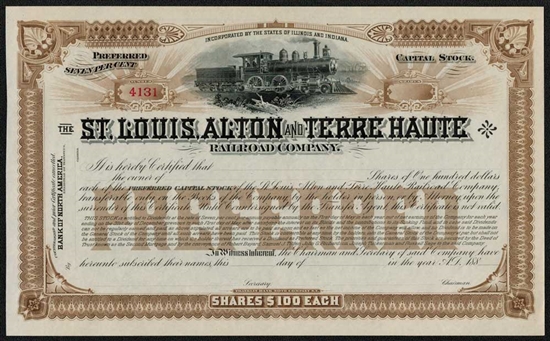 St Louis, Alton and Terre Haute Railroad Co - 1880s