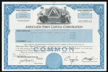 Associates First Capital Corp Stock Certificate