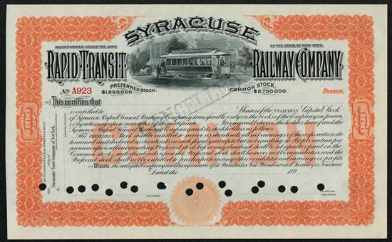 Syracuse Rapit Transit Railway Co - 1890s