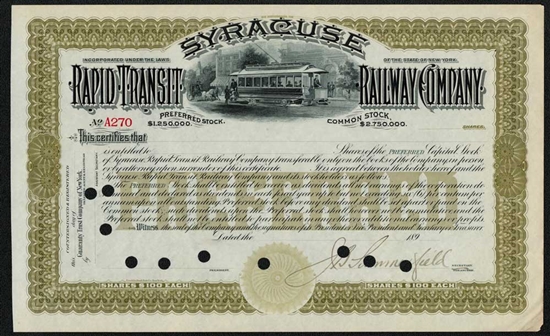 Syracuse Rapid Transit Railway Co - 1890s - Preferred