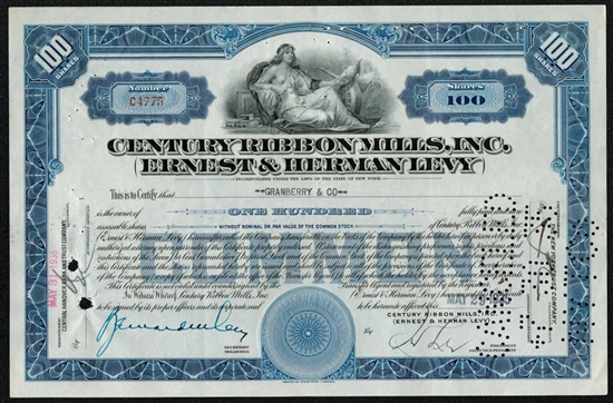 Century Ribbon Mills, Inc (Earnest & Herman Levy) - Blue