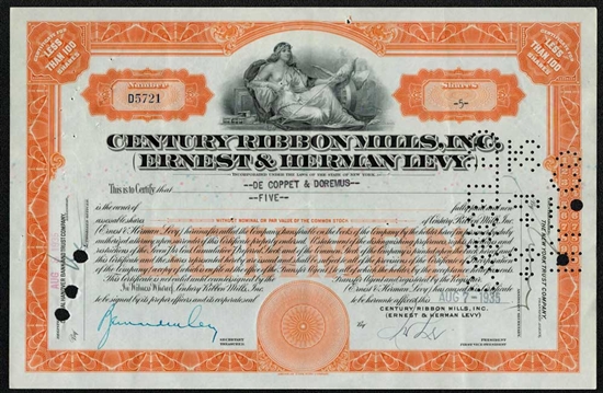 Century Ribbon Mills, Inc (Earnest & Herman Levy) - Orange