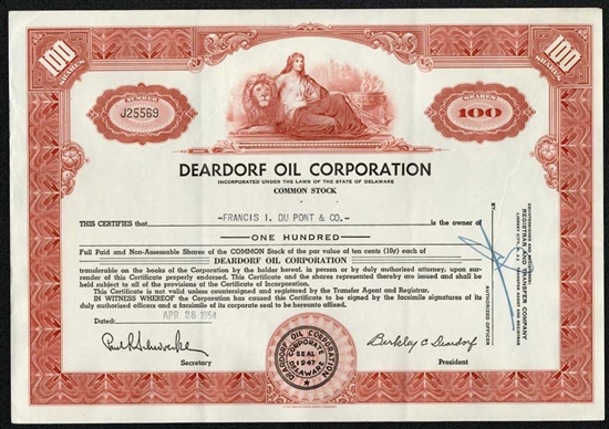 Deardorf Oil Corp - 100sh