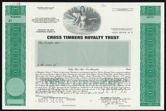 Cross Timbers Royalty Trust Specimen Stock Certificate