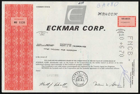 Eckmar Corp - 2400 sh