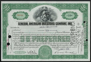 General American Investors Company, Inc. Stock Certificate