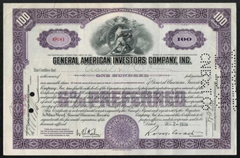 General American Investors Company, Inc. Stock Certificate