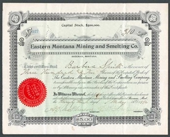 Eastern Montana Mining and Smelting Co - 1896 - Bozeman