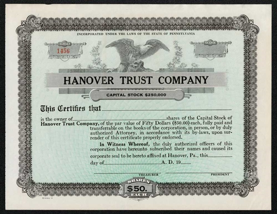 Hanover Trust Company - Unissued