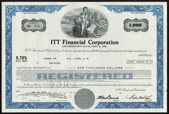 ITT Financial Corp $1,000 Bond