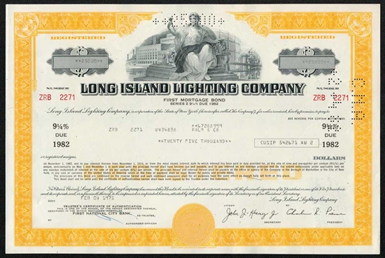 Long Island Lighting Company $25,000 Bond