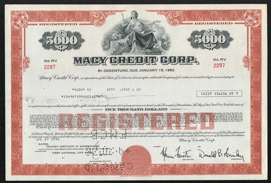 Macy Credit Corp $5,000 Bond