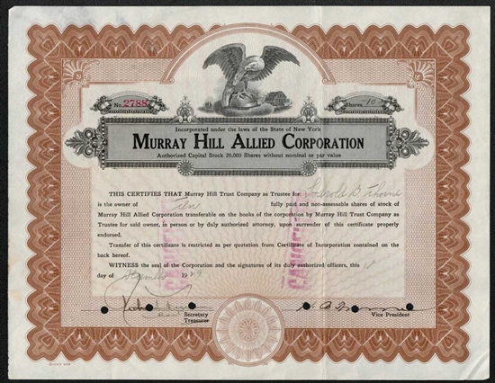 Murray Hill Allied Corporation - 1929