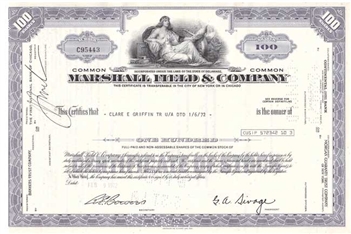 Marshall Field & Co  Stock Certificate - Macy's
