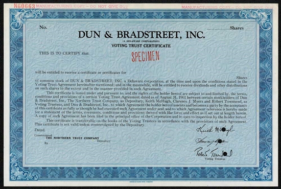 Dun & Bradstreet, Inc. Specimen Stock Certificate