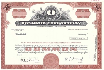 Polaroid Corporation Specimen Stock Certificate - 1976