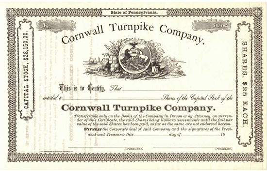 Cornwall Turnpike Company - 1800s