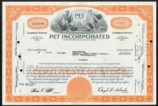 Pet Incorporated Stock Certificate
