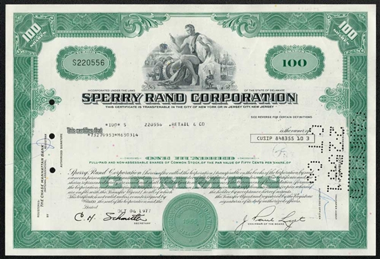Sperry Rand Corporation 100sh