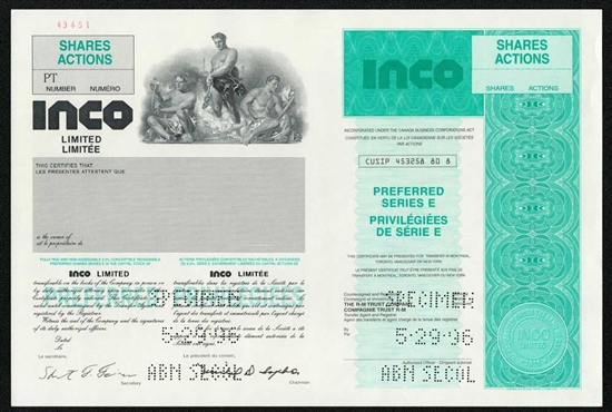 INCO Limited Specimen Stock Certificate