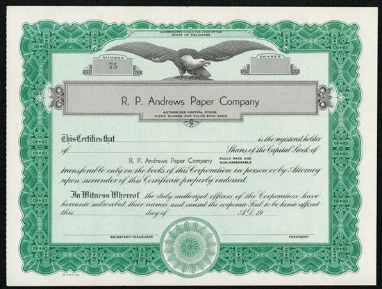 R.P Andrews Paper Company - Unissued