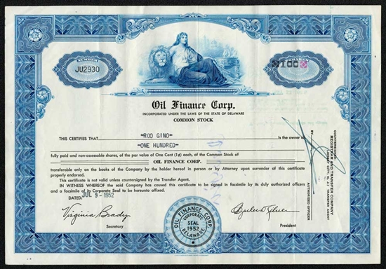 Oil Finance Corp - 1950s