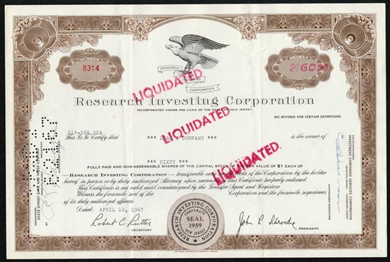 Research Investing Corporation - 1960s