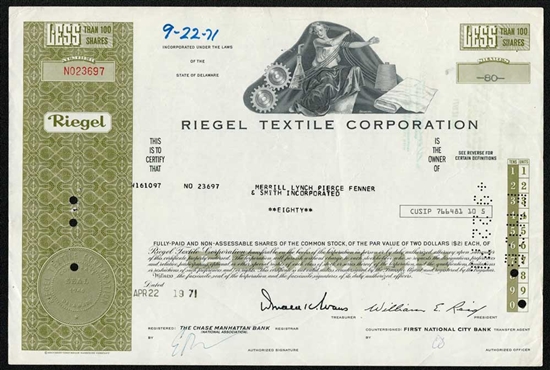 Riegel Textile Corporation - 1971