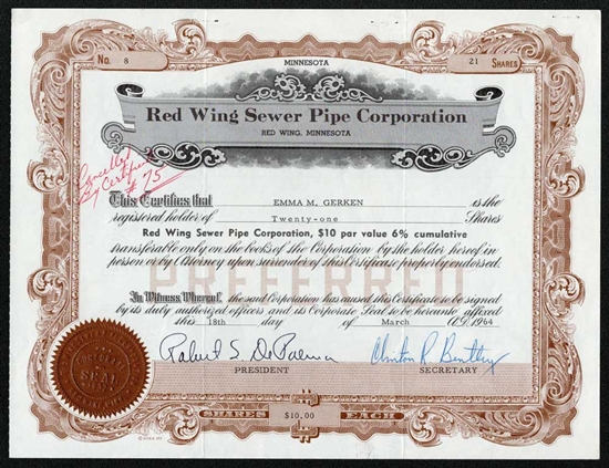 Red Wing Sewer Pipe Corporation - 1964