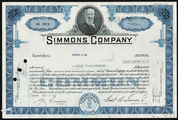 Simmons Company (Mattress) Stock Certificate