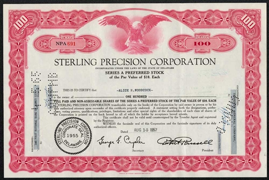 Sterling Precision Corporation Preferred 1957