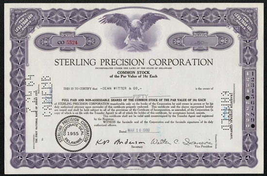 Sterling Precision Corporation Stock Purple